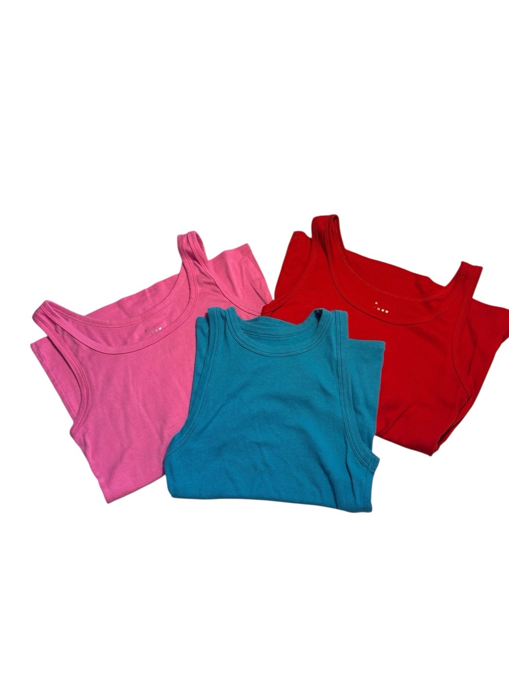 A New Day SET 3 Tank Tops Small Pink, Teal, Red - 3-Pack Bundle Cotton Stretchy - Picture 2 of 16